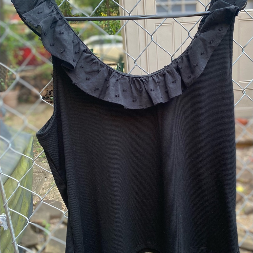 Sleeveless Black Ruffle Top